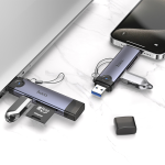 Hoco 3in1 USB/USB-C Card Reader HB56 - Metal Gray